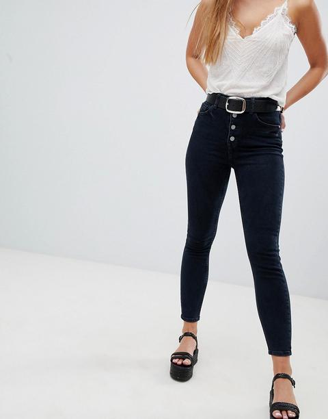 Bershka - Jeans Skinny Con 4 Bottoni - Blu