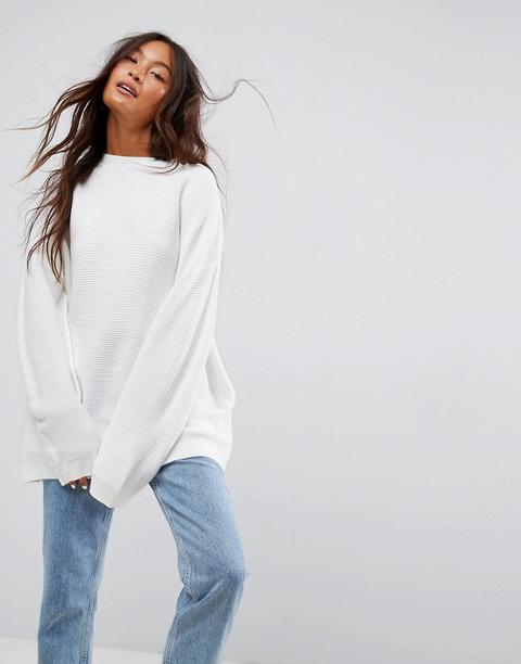 Asos - Maglione Con Increspature Oversize - Bianco