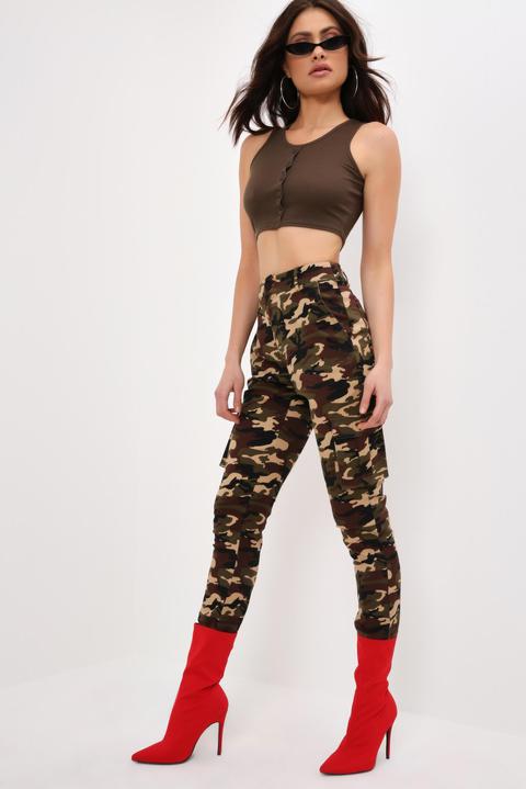 Camouflage Camo Trousers With Cuff