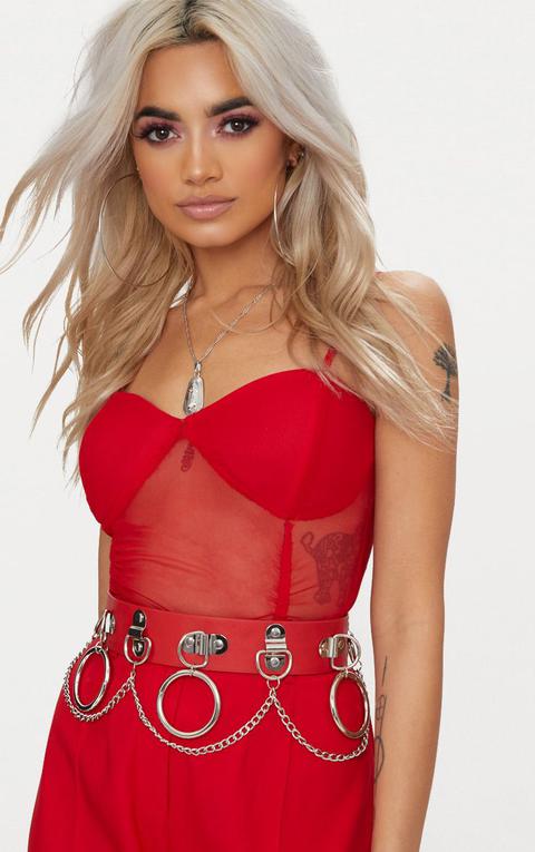 Red Chained Hoops Belt