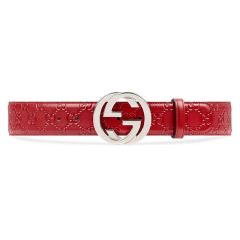 Cintura In Pelle Gucci Signature Con Fibbia Doppia G