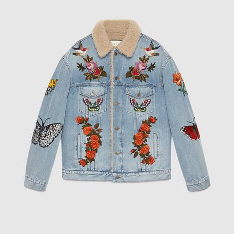 Giacca Ricamata In Denim