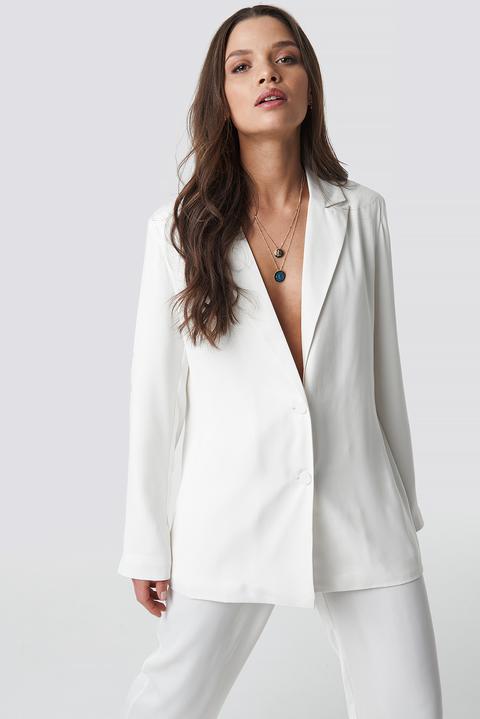 Emilie Briting X Na-kd Flowy Blazer - White