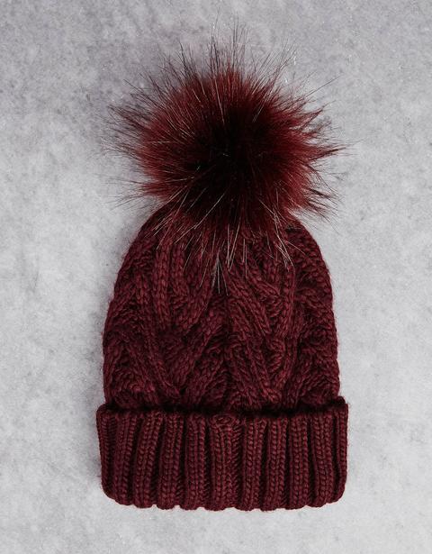 Gorro Beanie Trenzas Y Pompón