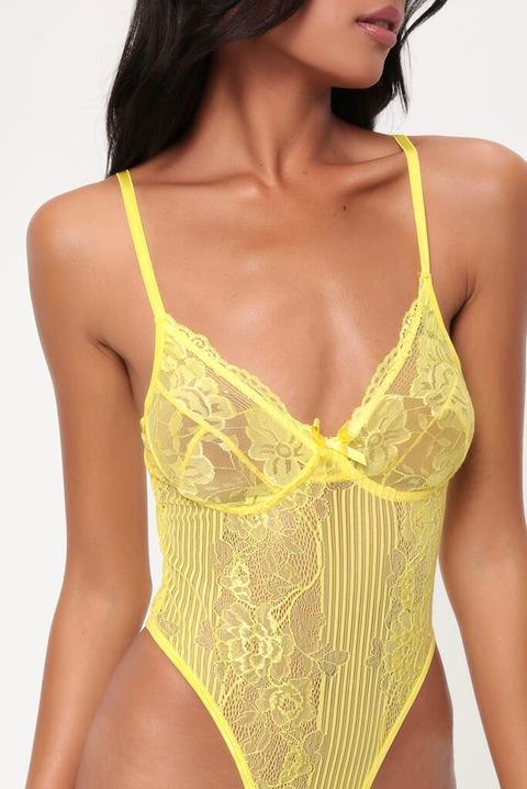 yellow bodysuit lace