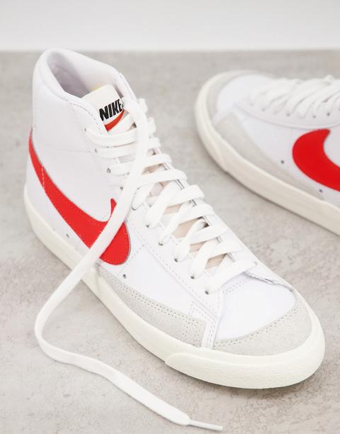 Zapatillas Blancas Y Rojas Blazer Mid 77 De Nike-blanco