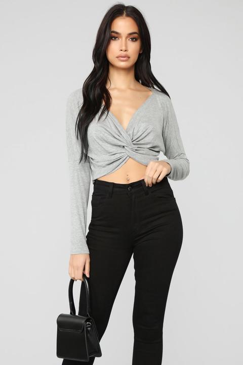 Andrea Knot Top - Heather Grey