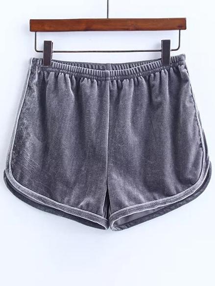 Shorts Cintura Elástica De Terciopelo - Gris