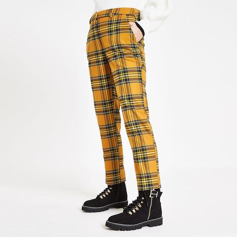 Mens yellow tartan on sale trousers