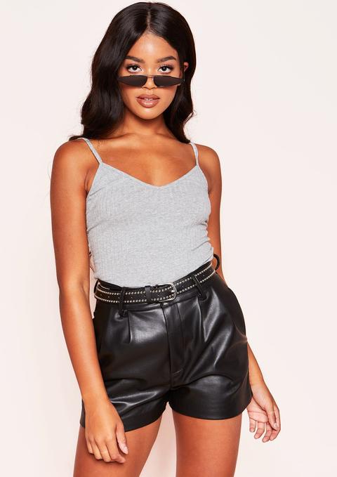 Ariel Grey Ribbed Crop Top