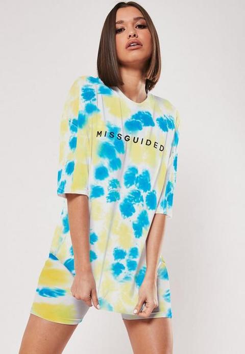 Yellow Tie Dye Co Ord Missguided Oversized T Shirt, Yellow