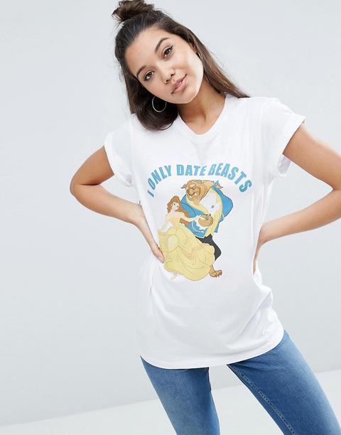 Camiseta Estilo Boyfriend Con Estampado De La Bella Y La Bestia De Asos
