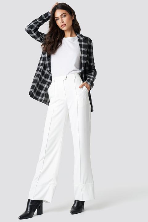 Fold Up Flared Pants White