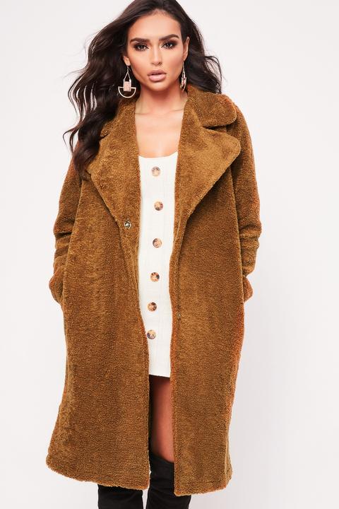 Evie Camel Teddy Shearling Coat