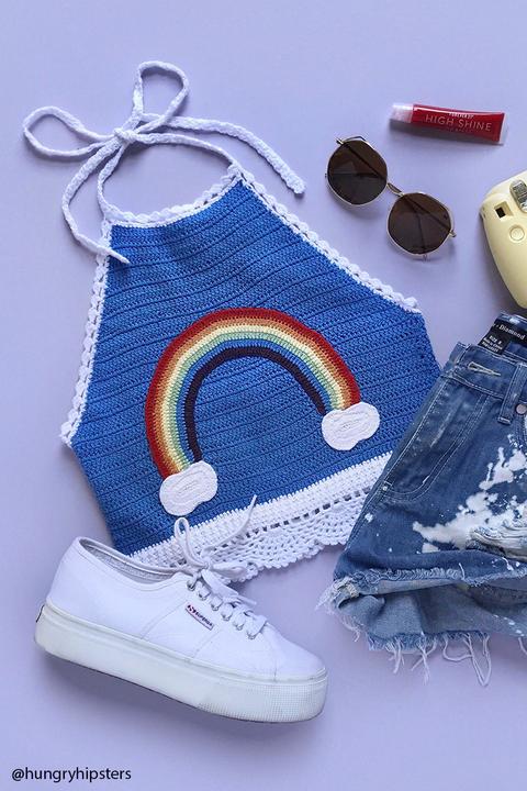 Rainbow Knit Halter Top