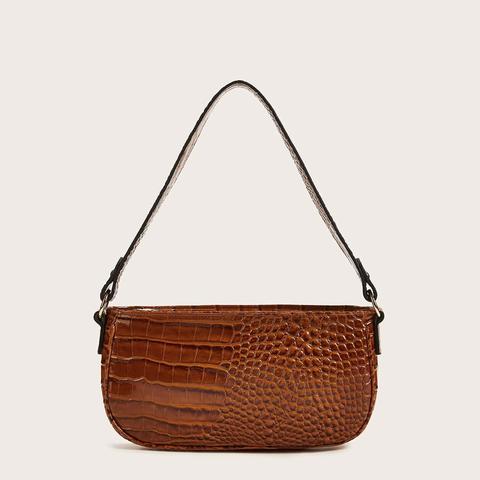 Croc Embossed Baguette Bag