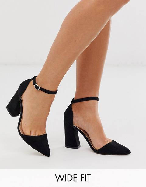 Glamorous - Scarpe A Punta Nere Con Tacco E Pianta Larga - Nero
