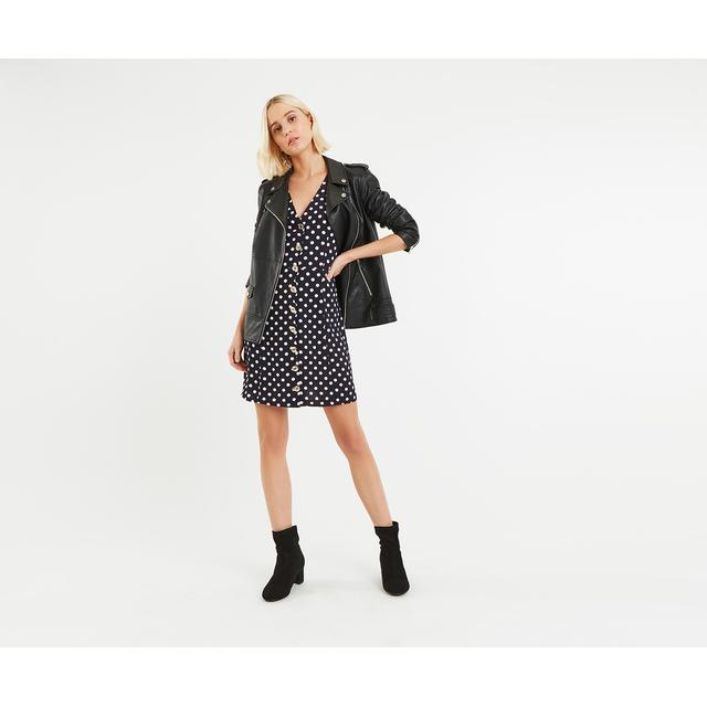 oasis spot button skater dress
