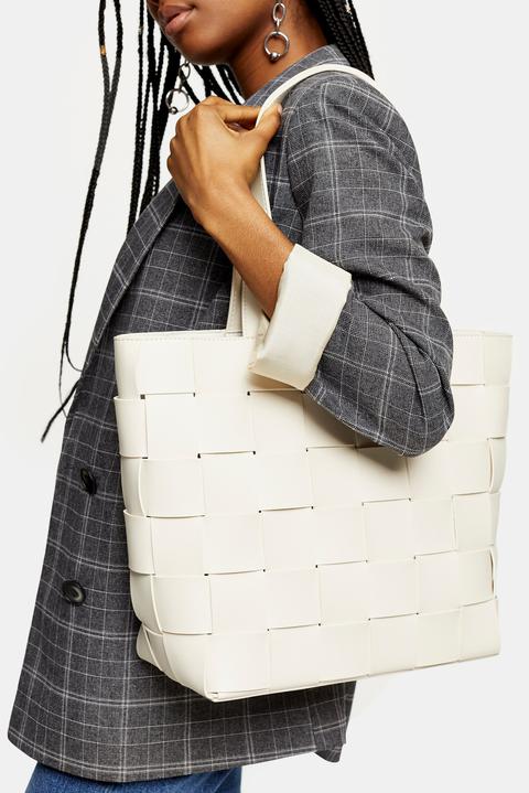 Womens Weave Stone Tote Bag - Stone, Stone