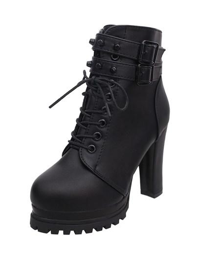 Pointy Toe Plataforma Negro Botas