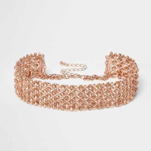 Plus Rose Gold Diamante Choker