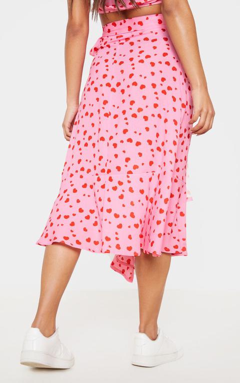 Pink heart cheap midi skirt