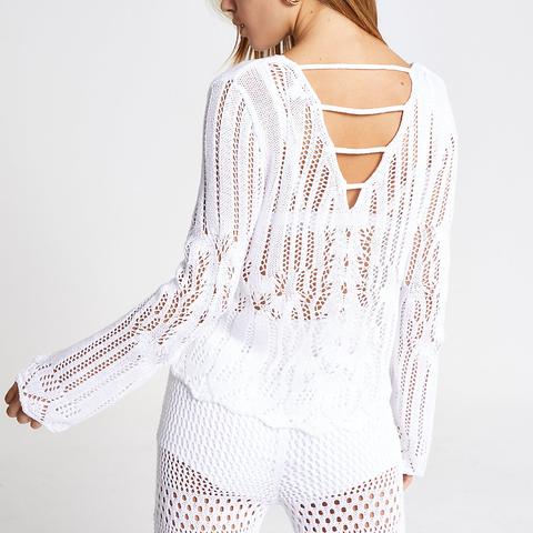 River island white crochet hot sale top