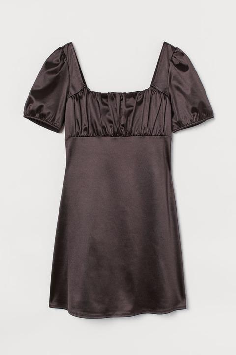 Vestido Con Manga Puffy - Negro