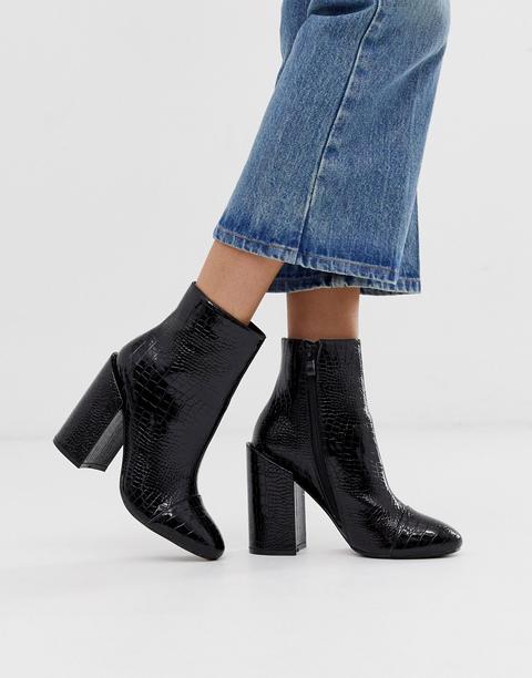 patent heeled ankle boots