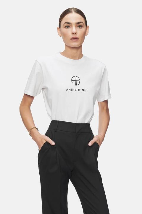 Anine Bing Hudson T-shirt Monogram In Optic White
