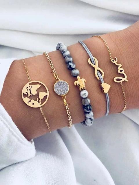 Set De Pulsera Con Infinito Y Tierra 5 Piezas