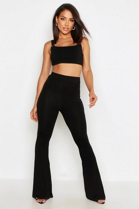 Womens High Waist Basic Skinny Flares - Black - 12, Black