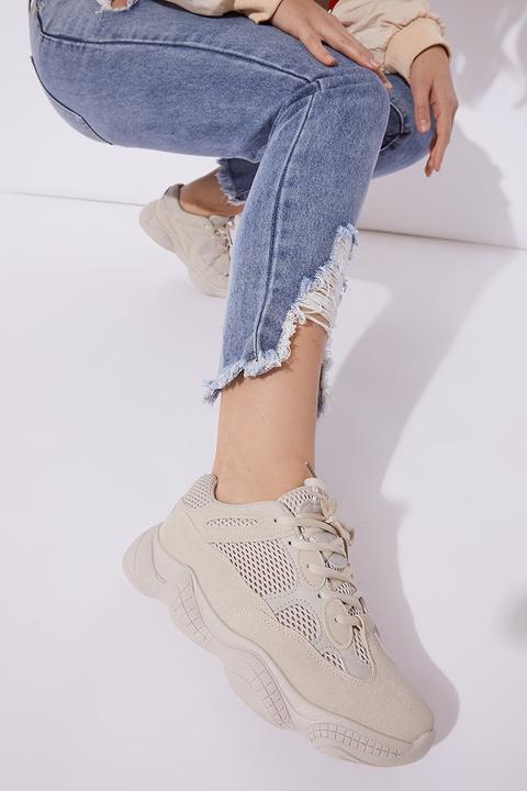 Beige Trainers - Beige Chunky Trainers