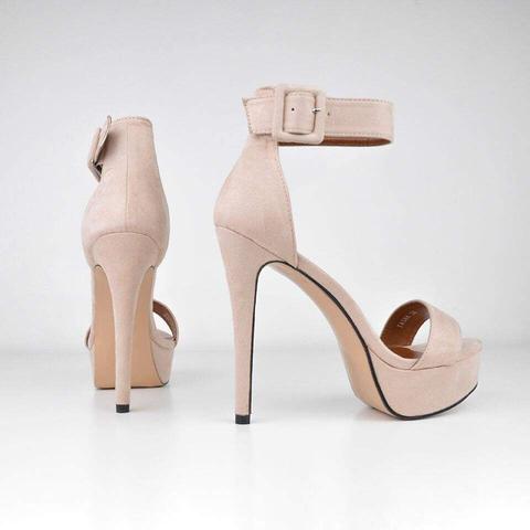 Tasha - Heeled Sandal In Nude Suede