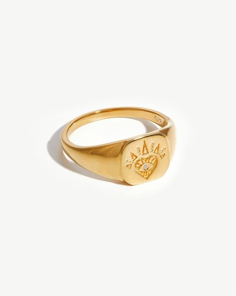 Open Heart Signet Ring