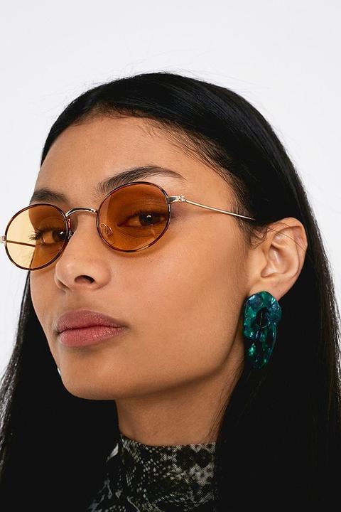 Uo Cami Oval Sunglasses - Brown At Urban Outfitters