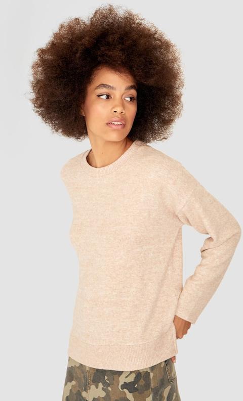 Pullover Collo Rotondo Beige