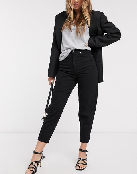 Vaqueros Boyfriend Con Pernera Estilo Globo En Negro Limpio De Asos Design