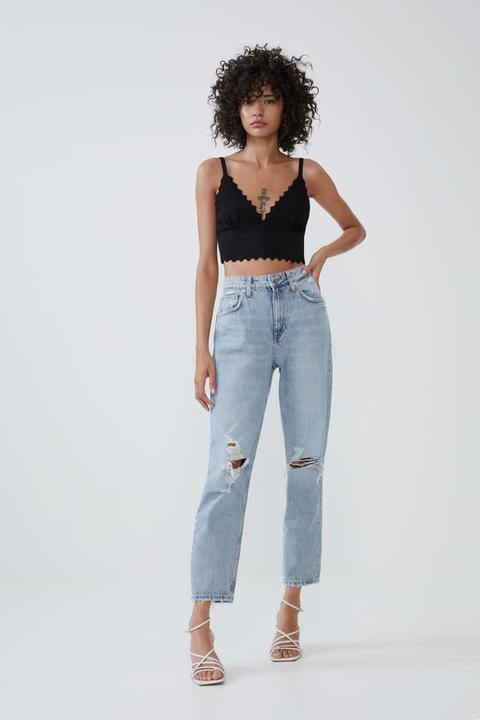 Jeans Mom Fit Strappi