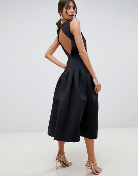 Vestido De Graduación Midi Con Cintura Caída De Asos Design-negro