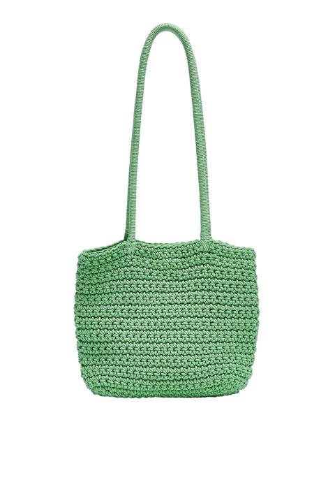 Pull&bear Femme Mini Sac Cabas En Crochet Disponible En Plusieurs Couleurs Avec Bandoulière. Hauteur X Largeur X Profondeur : 22 X 27 X 6 Cm. Vert M