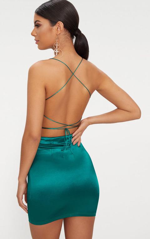 high neck emerald green dress