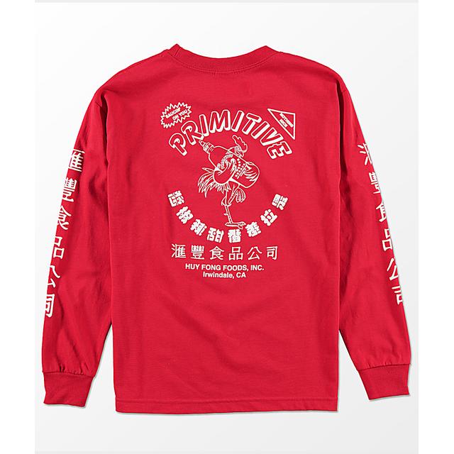 primitive x huy fong red hoodie