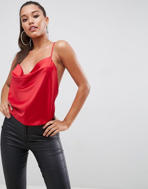 Asos - Top Con Scollo Ad Anello E Schiena Scoperta - Rosso