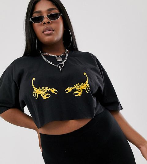 New Girl Order Curve - T-shirt Crop Top Avec Motif Scorpion-noir