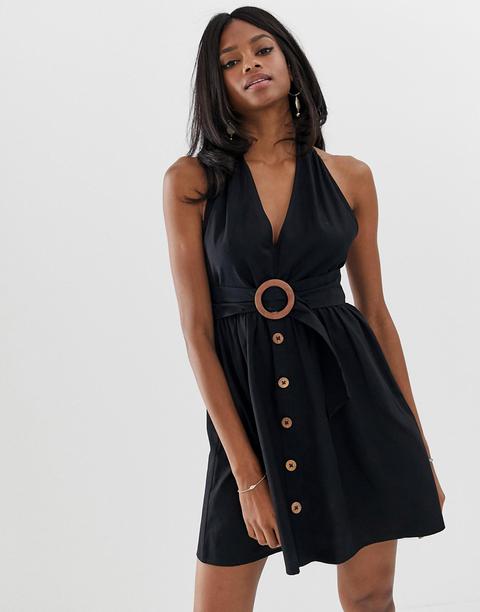 asos black halter neck dress