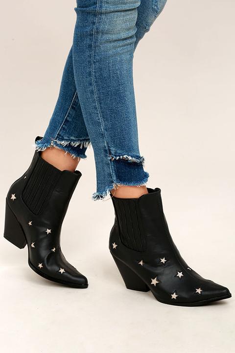 Polaris Black Pointed Mid-calf Boots