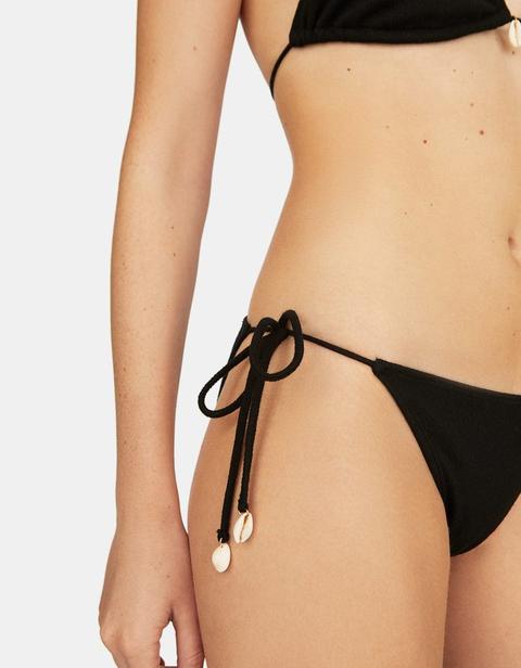 Slip Bikini Con Conchiglie Nero