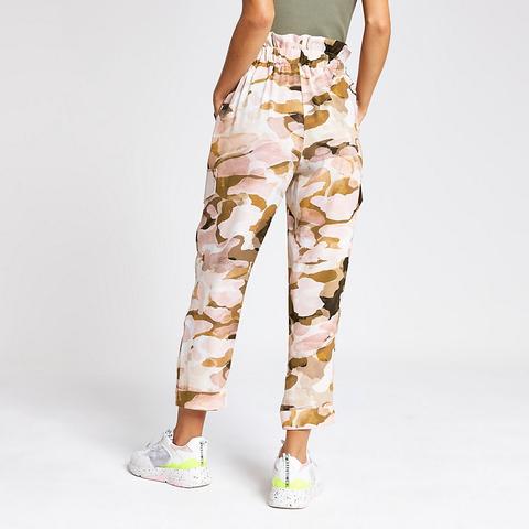 Pink Camo Print Utility Cargo Trousers 
