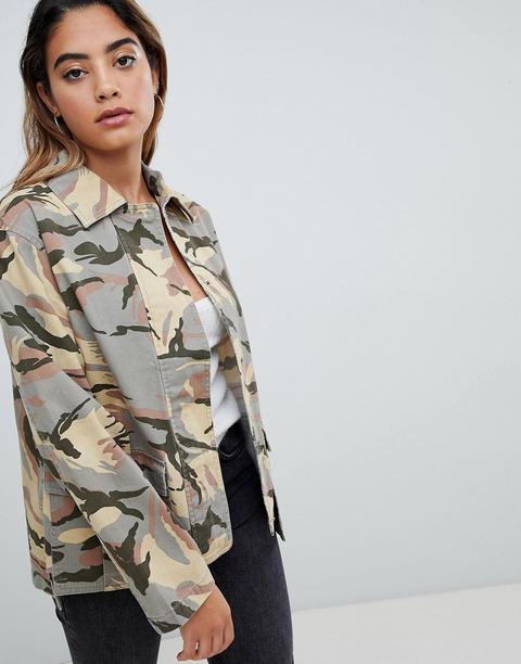 Asos Design Jacket In Camo Print